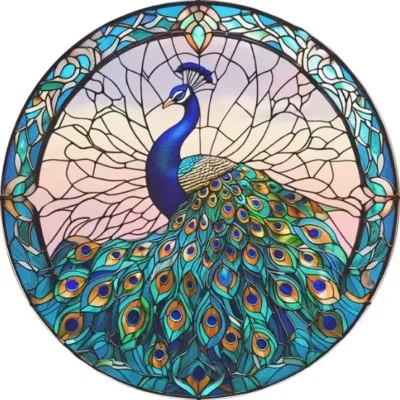 Peacock Pattern Printed Resin-Gloss Coaster – Luxury 8-Inch Indian Peacock Décor 🦚✨ D3