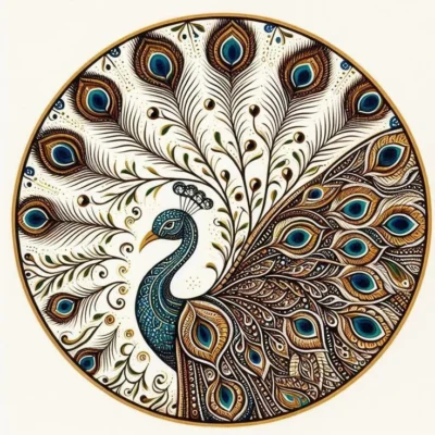 Peacock Pattern Printed Resin-Gloss Coaster – Luxury 8-Inch Indian Peacock Décor 🦚✨ D5