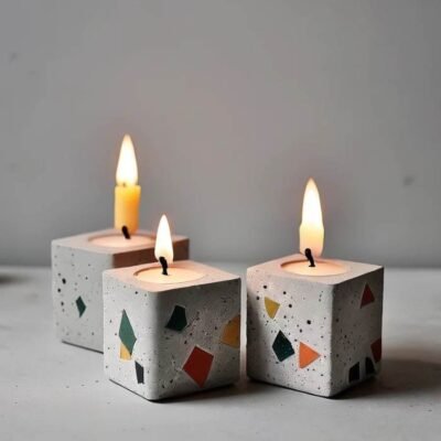 Home Decor- Jesmonite Handmade Candle Holder – Set of 3