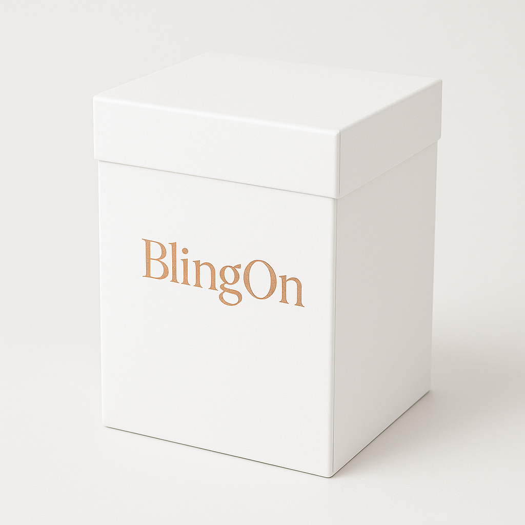 ChatGPT-Image-Apr-25-2025-08_52_23-AM.png - Bling On Decor® | Luxury Handmade Home Decor White gift box with a separate lid, featuring the BlingOn logo in rose-gold lettering on the front. - Bling On Decor® | Luxury Handmade Home Decor ANJU BALA