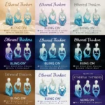 Nine Ethereal Thinkers posters in a 3x3 grid, three blue abstract figures forming a heart with BLING ON branding above. - Bling On Decor® | Luxury Handmade Home Decor ANJU BALA