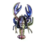 Iridescent metal lobster pin with large claws, shown facing forward - Bling On Decor® | Luxury Handmade Home Decor ANJU BALA