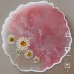 Pink gelatin-like substance in a scalloped white dish, decorated with white daisies. - Bling On Decor® | Luxury Handmade Home Decor ANJU BALA