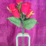Bouquet of bright red roses in a glass vase against a textured purple backdrop. - Bling On Decor® | Luxury Handmade Home Decor ANJU BALA
